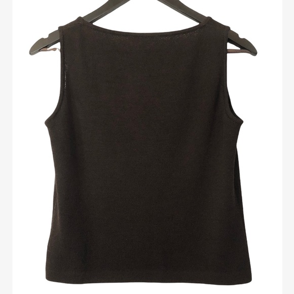 St. John Dark Brown Scoop Neck Wool Santana Knit Top Shell Camisole Size P - Picture 2 of 5